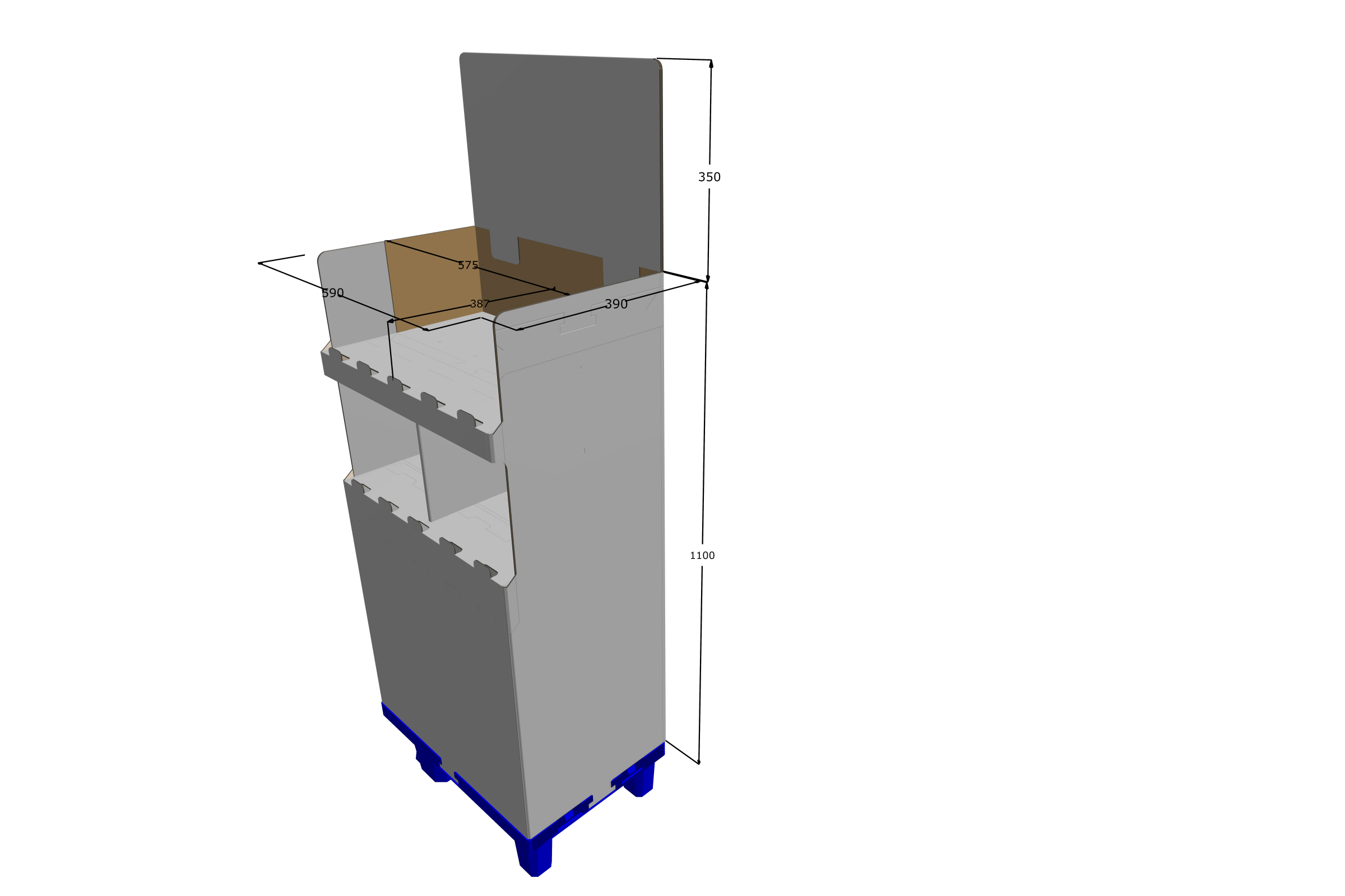 OK! / 1/4-Chepdisplay mit 2 integrierten Lagen, bis zu 20 kg Warengewicht je Lage.