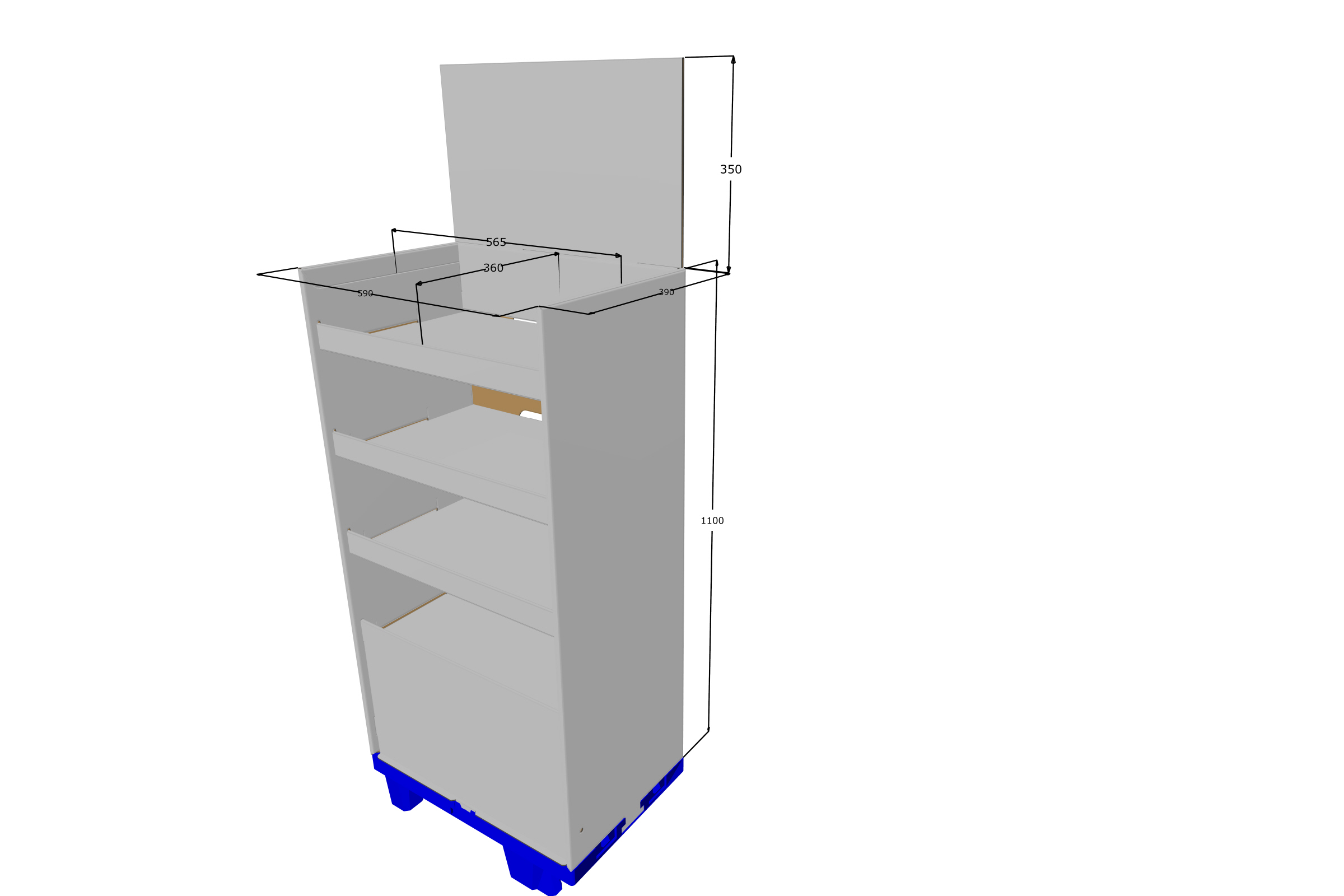 OK! / 1/4-Chepdisplay mit bis zu 10 kg Warengewicht je Lage.
