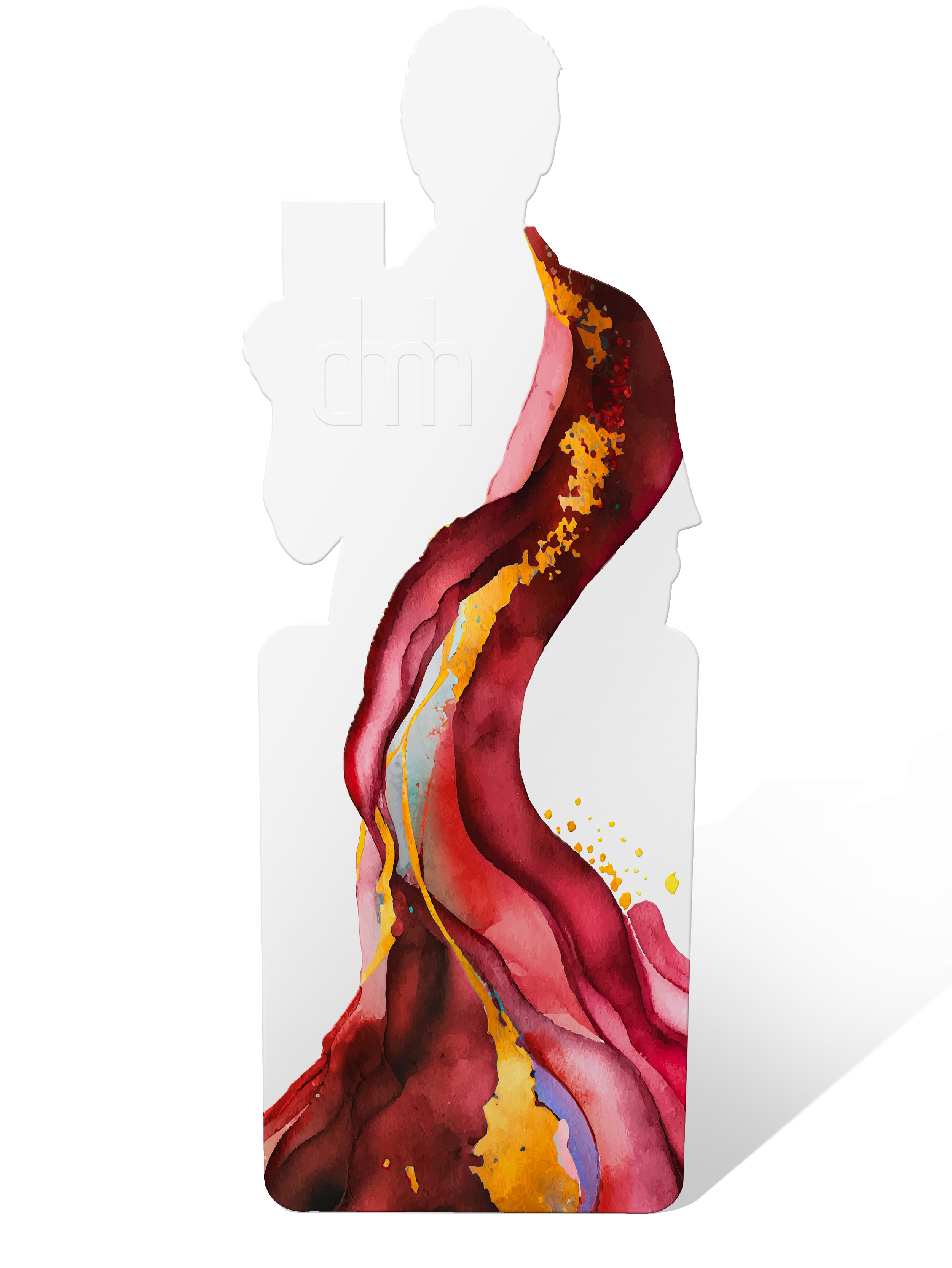 Standee mit figurativer Kontour und Dispenser für Flyer bis 105 x 210 mm