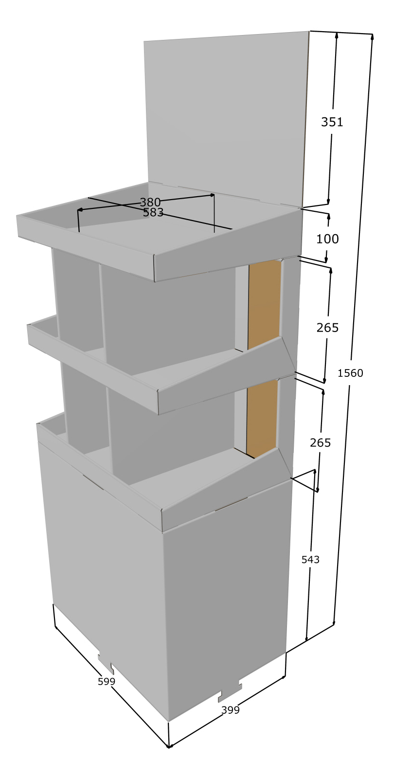 OK! / 1/4-Chepdisplay mit 3 Stapeltrays und Topschild. Bis 6 Kg Warengewicht je Tray.