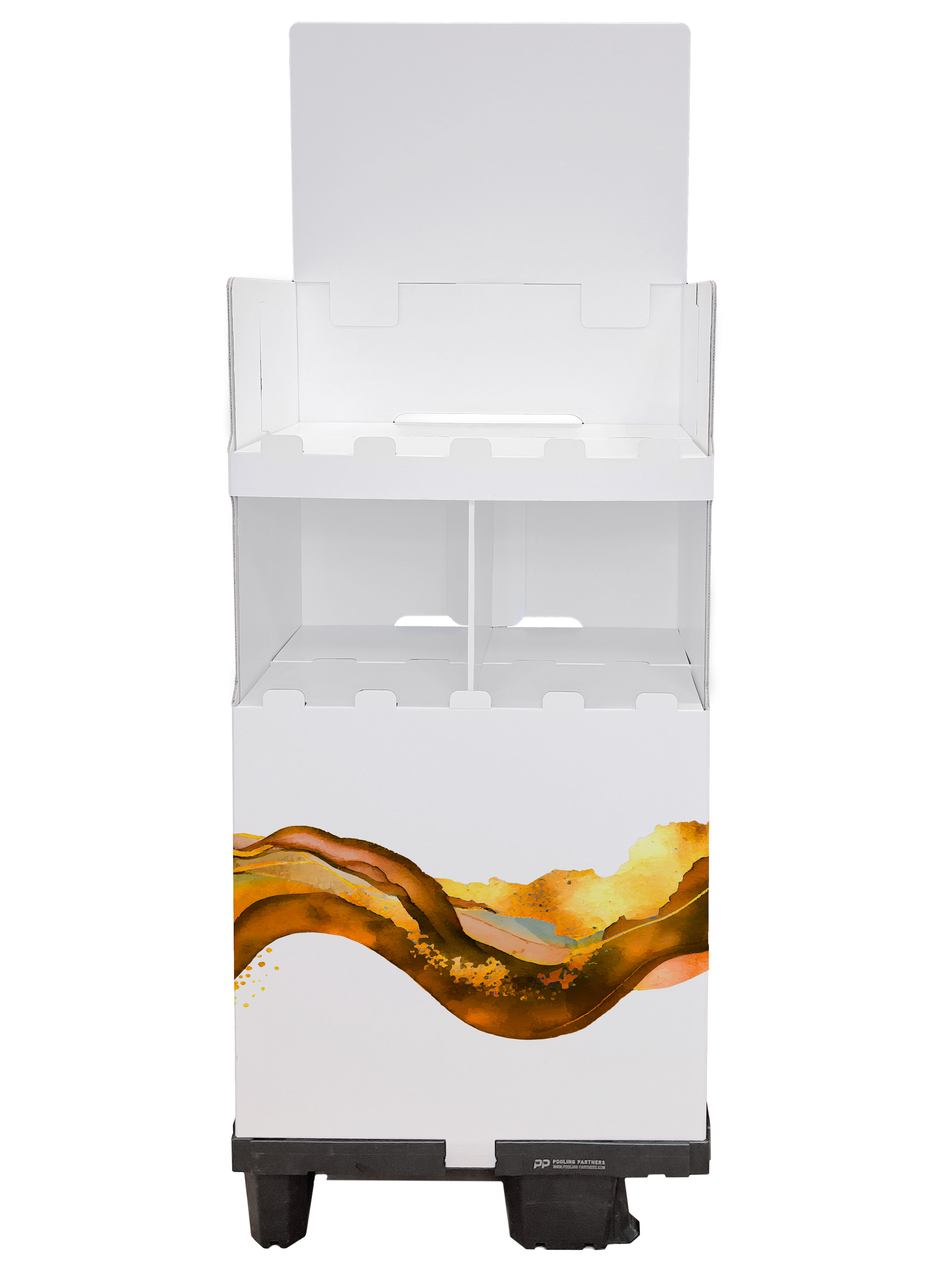 OK! / 1/4-Chepdisplay mit 2 integrierten Lagen, bis zu 20 kg Warengewicht je Lage.