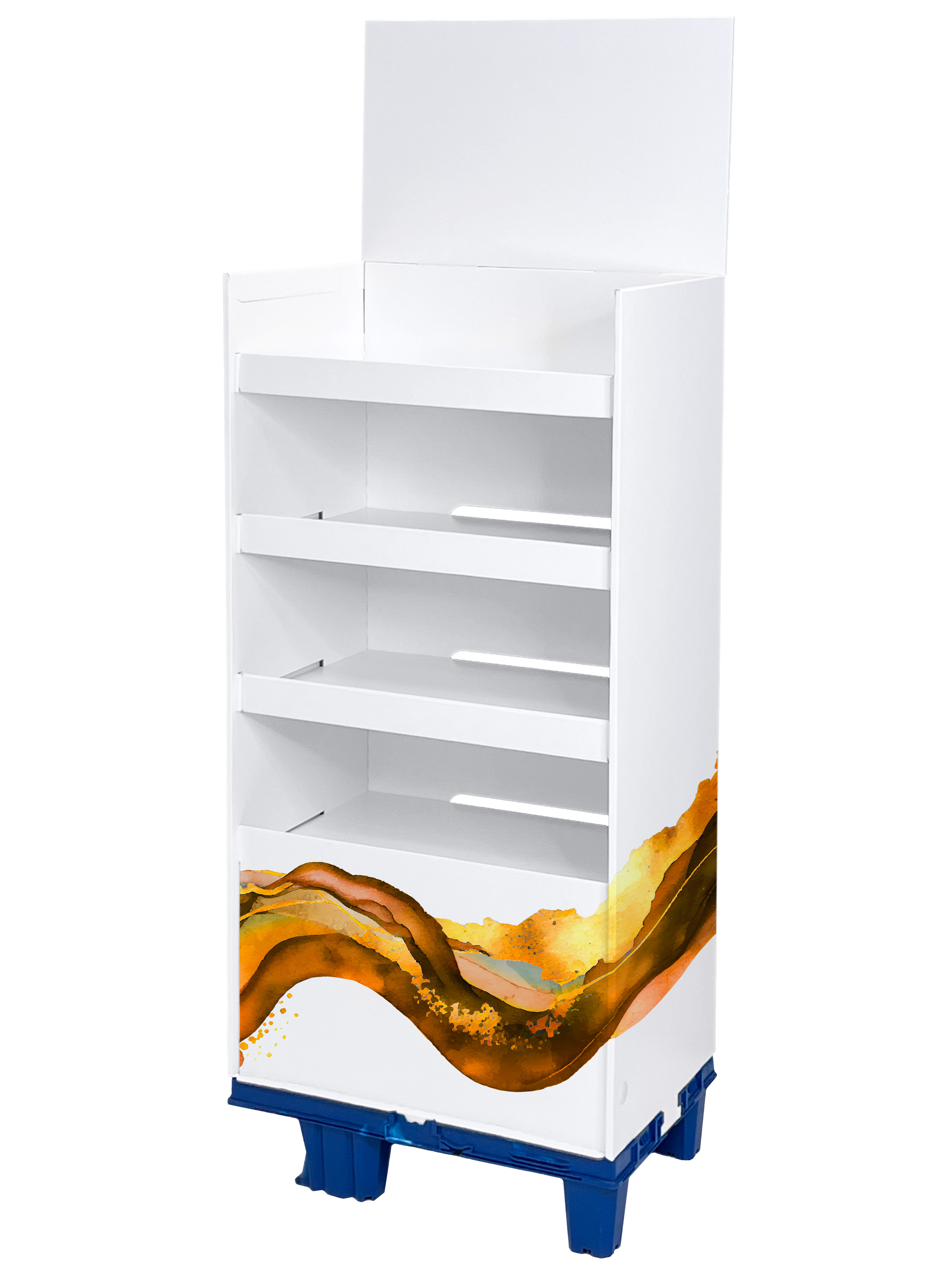 OK! / 1/4-Chep-Display mit 4 Lagen. Bis zu 15 kg Warengewicht je Lage.