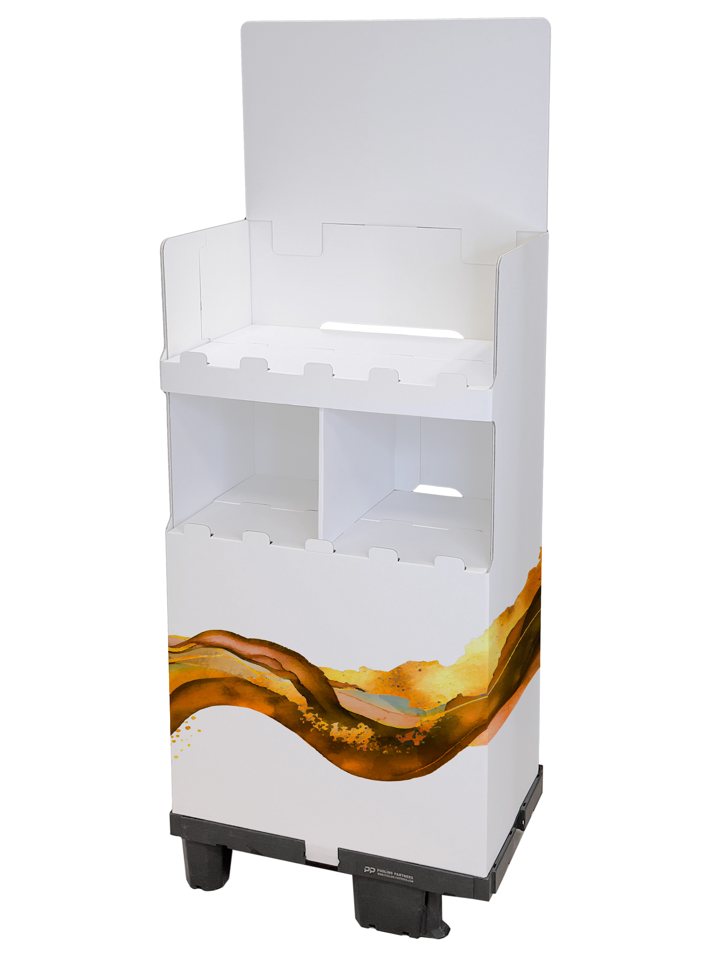 OK! / 1/4-Chepdisplay mit 2 integrierten Lagen, bis zu 20 kg Warengewicht je Lage.