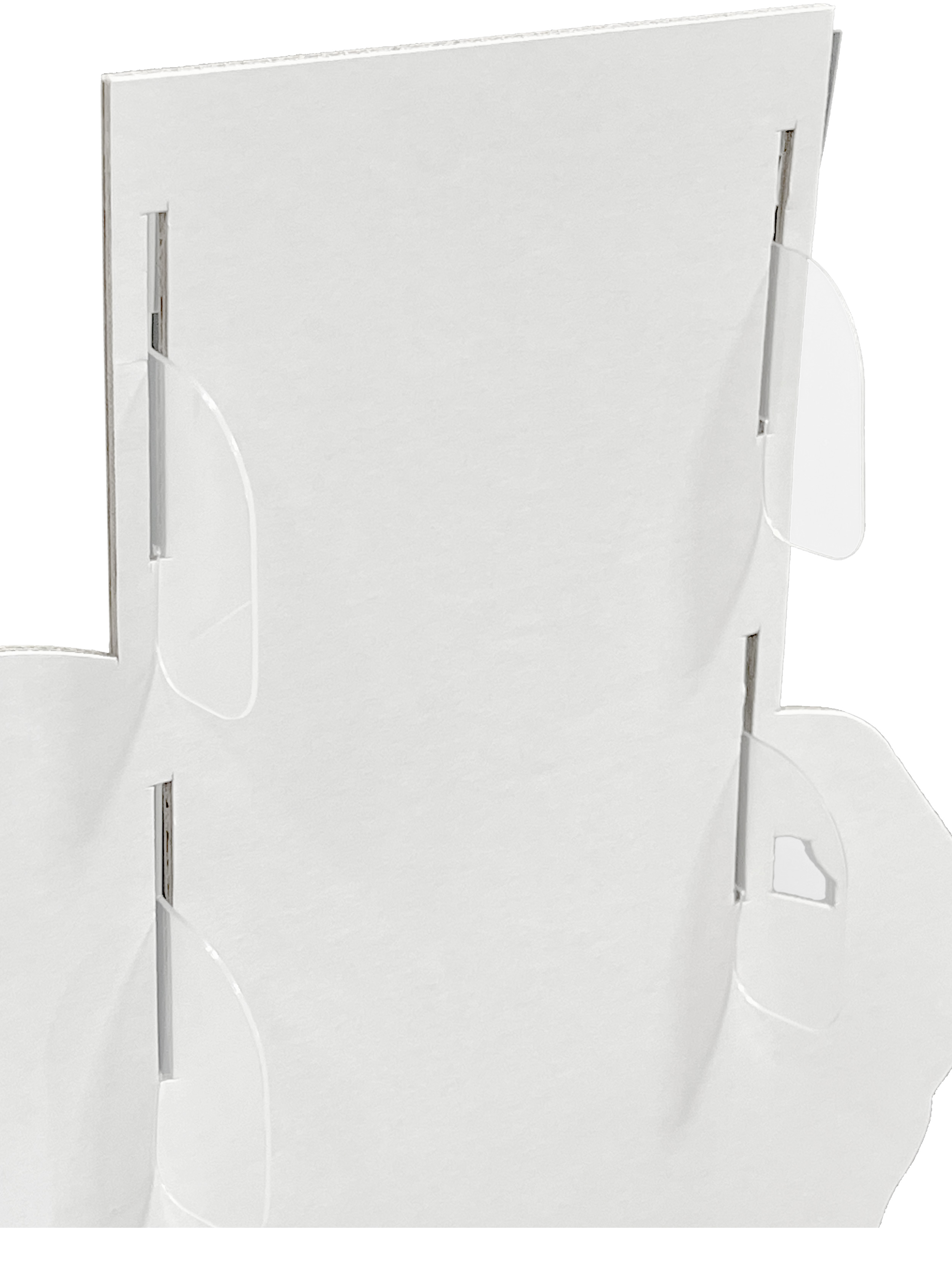 Standee mit figurativer Kontour und Dispenser für Flyer bis 105 x 210 mm